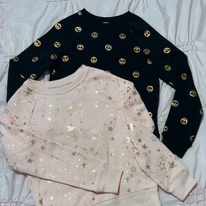 Athletic Works Black and Pink Sweatshirts with Gold Stars and Smiley Faces